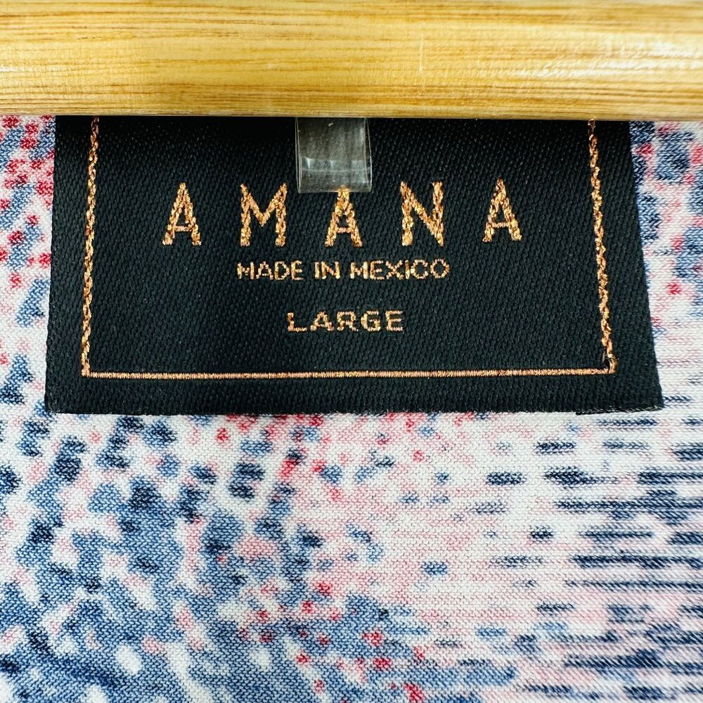 Amana Multicolored Abstract Print Boat Neck Ruffle Sleeve Tunic Blouse Size L - Picture 7 of 8
